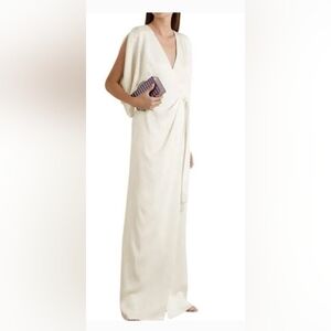 Halston Minimalist Classic Luxurious Cream Wedding Dress